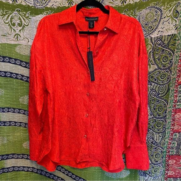 NWT House of Harlow 1960 Textured Long Sleeve Blouse Size Small - Picture 1 of 12